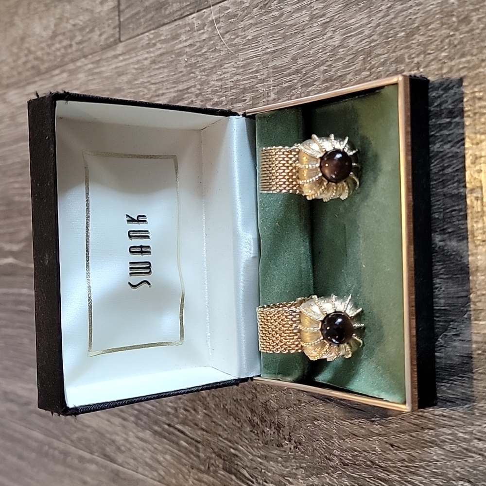 Vintage Swank Tigers Eye Cuff Links